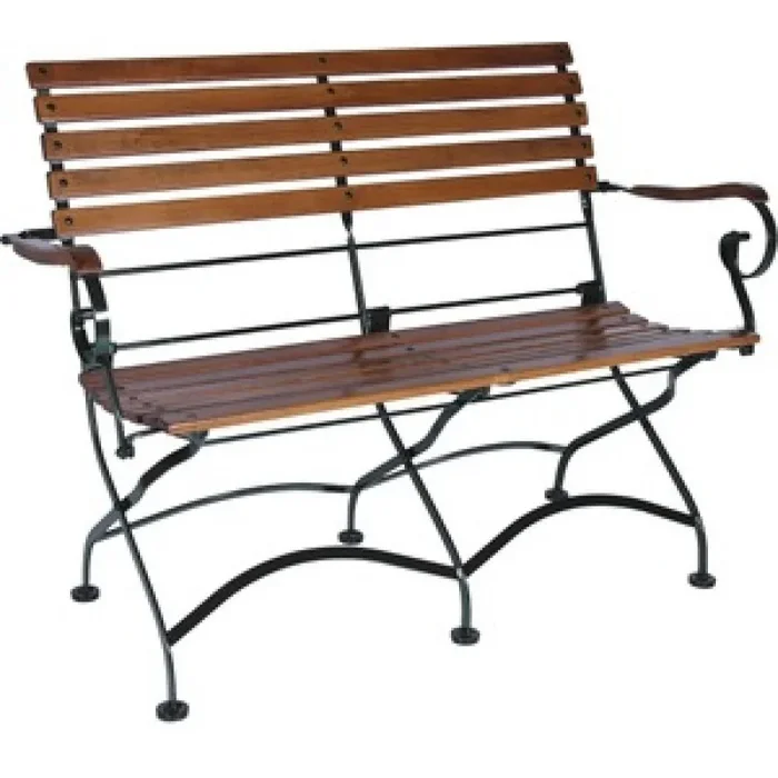 DemarForge Folding Bench 5552 – Stackable – European Chestnut Wood Clear Coated Slats