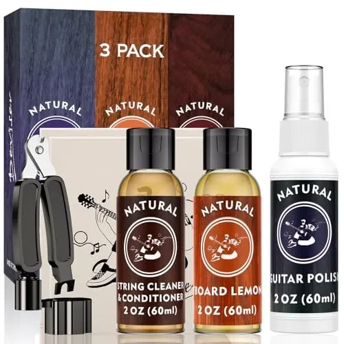 Deviser Guitar Cleaning,All IN ONE Kit,fretboard Lemon oil,Polish,Guitar String-cleaner,Guitar string winder,Cleaning cloth for guitar cleaning and