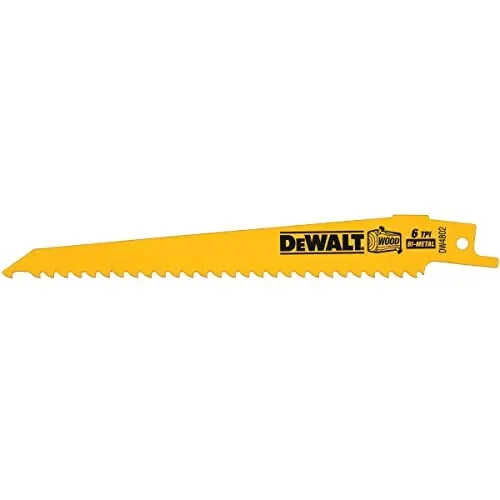 DEWALT Reciprocating Saw Blades, Taper Back, 6-Inch, 6 TPI, 5-Pack (DW4802)