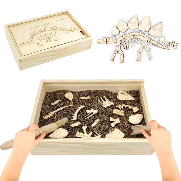 Dinosaur Excavation Archaeology Dig Kit for Kids, Fossil Explore Sensory Bin Toys, Dino Skeletons Bones Puzzle Game, Archaeology Science STEM Toys for Boys and Girls (Stegosaurus)
