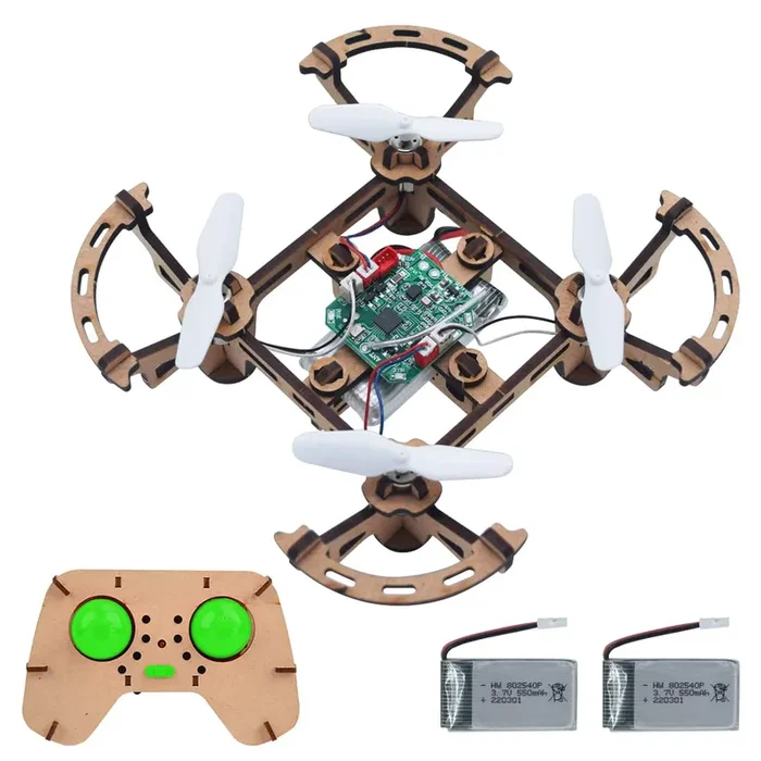 Diy Mini Wooden Drone RC Quadcopter Building Kits for Kids or Beginner,School Educational Science Kits Remote Control for Boys and Girls and Teens(Ages 5-7, 5-9, 8-12, 10+) gkfescc XYQ-1
