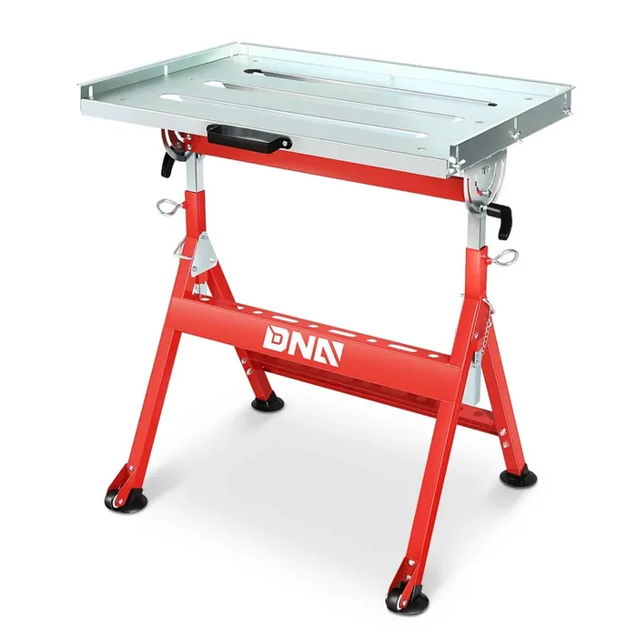 DNA MOTORING Carbon Steel Welding Table 30” x 20” 400lbs Loding Capacity, Adjustable Angle & Height, Portable Work Bench with 2 Fixed Wheels, TOOLS-00461