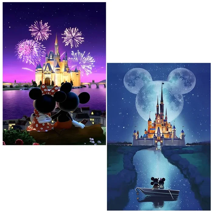 Ecdivjs 2 Pack Diamond Painting Kits Cartoon for Adults,Diamond Art Kits Cartoon for Adults,Cartoon Castle Gem Art Kits for Adults for Gift Home Wall Decor(12×16 inch)