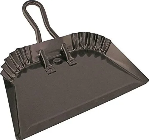 Edward Tools Black Metal Dustpan 12” – Heavy Duty Powder Coated Steel Does not chip or Bend – Precision Edge for Small Item Sweeping – Loop Handle