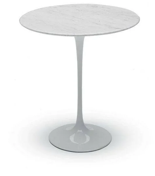 Eero Saarinen Tulip Table – Round Side 16 Inch – Polished Carrara Top