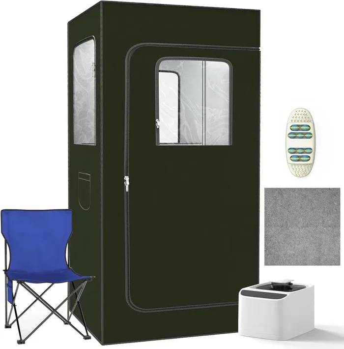 EIFABF Home Steam Sauna Box, Heater,Warm Box,Portable Full Size Personal Sauna for Indoor Spa, 600D Thicken Sauna Tent Kit with 2.6L & 1000W Home steam Bath Box& Remote Control & Mat, for Weight Loss