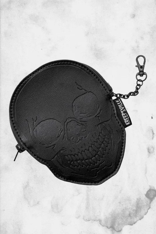 Embossed Skull Zip ID Wallet