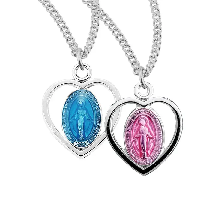 Enamel Heart Miraculous Medal
