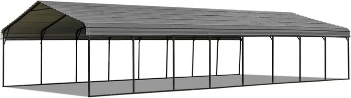 EROMMY 20×40 FT Metal Carport, Heavy Duty Car-Shelter with Galvanized Steel Roof and Frame, Sturdy Car-Shed in All Weathers, Easy Assembly Car-Canopy for 2 Cars, SUV, Tractors and Boat, Gray