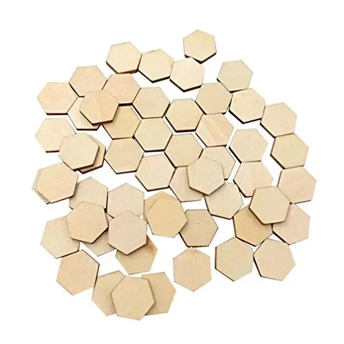EXCEART 200Pcs 15MM Wooden Pieces Hexagon Wood Shape Unfinished Hexagon Cutout Shapes DIY Craft Project Ornaments Decorations