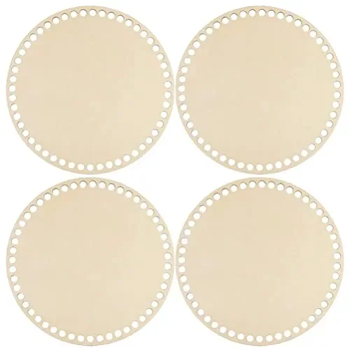 EXCEART 4pcs Wooden Bag Bottom Natural Wood Base Shaper Crochet Basket Base for DIY Knitting Crochet Yarn Storage Bag Weaving Crafts Home Decoration