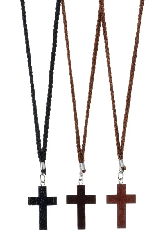 Extra Small Dark Brown Wood Cross on Cord