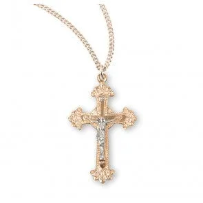Fancy Engraved Gold Over Sterling Silver Crucifix