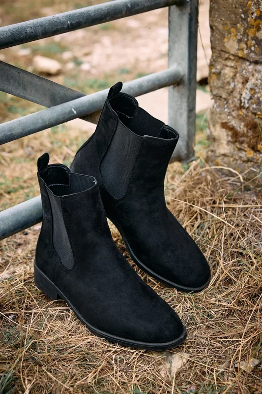 Faux Suede Chelsea Ankle Boots