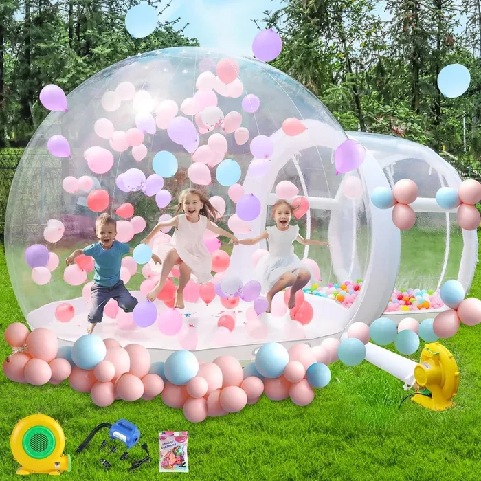FBSPORT Inflatable Bubble House 10FT, Bubble House Dome Inflatable with 750W Air Blower for Kids and Adults Includes 100 Balloons, TPU Bubble Tent for Indoor and Outdoor Backyard