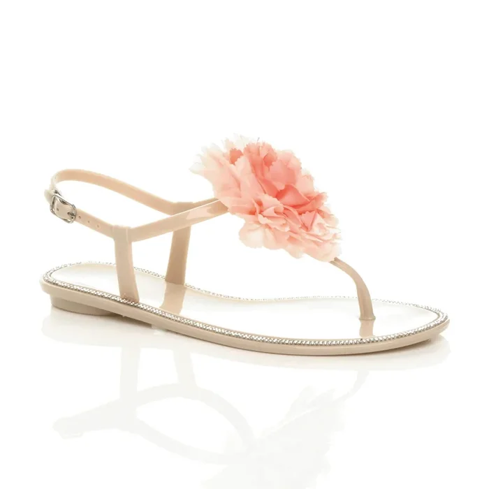 Flat Heel Toe Post Flower Jelly Sandals