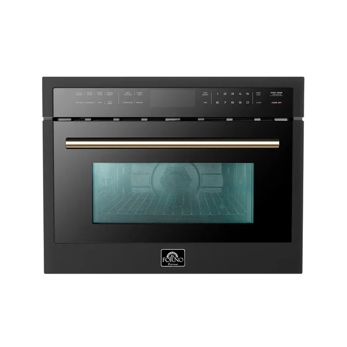 Forno Oliena Espresso Black 24-Inch Built-In Microwave and Convection Oven Combo, 1.6 cu.ft, 1750W Convection, 1000W Microwave, Stainless Steel Interior, Glass Touch Controls, Sensor Cooking