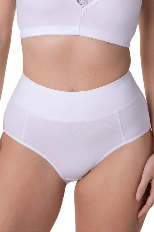 Four Pack Plain Elasticated Hi Waisted Classic Cotton Comfort Briefs White