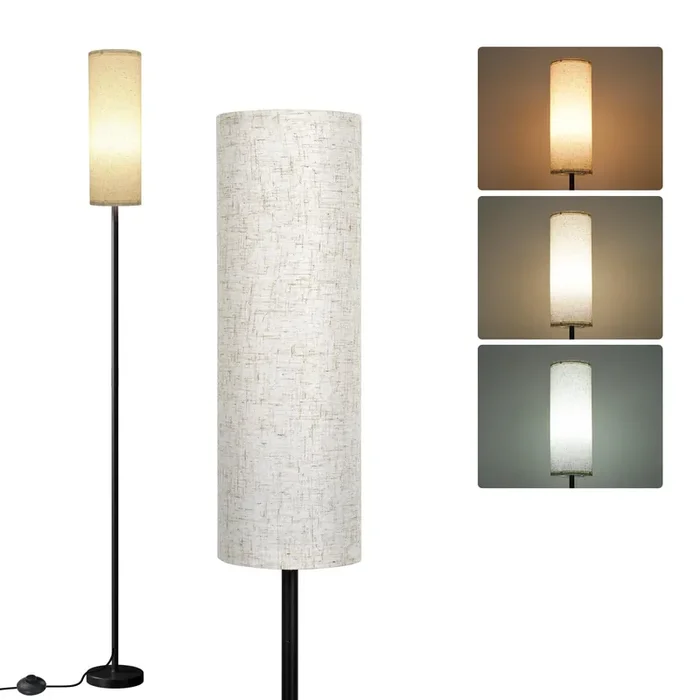Frideko Floor Lamps for Living Room, Dimmable 3 Colors Temperature, Modern Floor Lamp with Remote, Tall Standing Lamps for Living Room Bedroom Office Corner, Beige (No Bulb/No Remote)