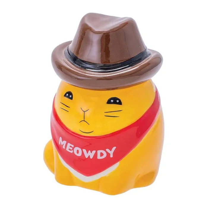 Fujima Meowdy Cat Cowboy Ceramic Stash Jar – 4.5″