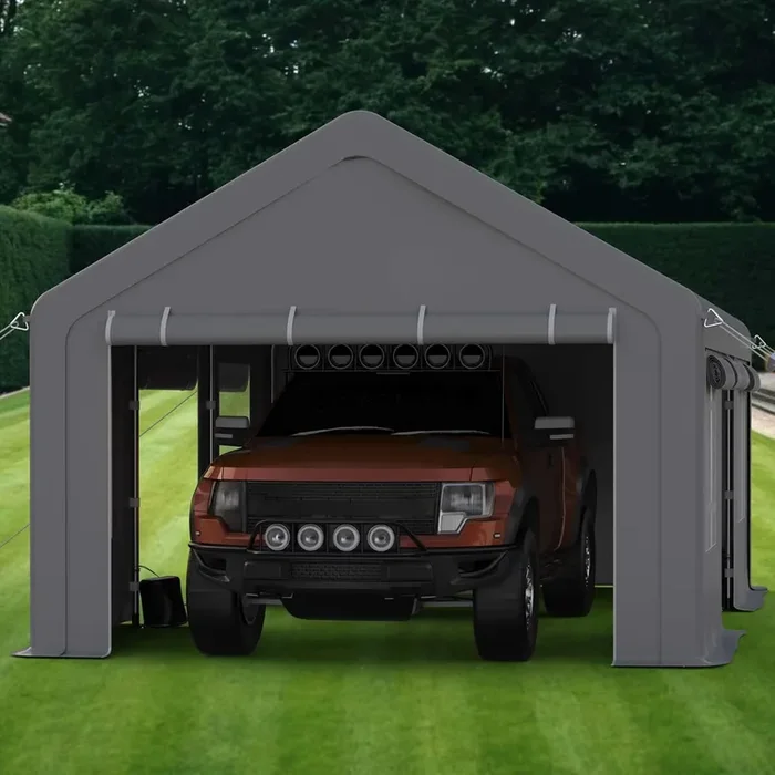 GarveeLife 13x20ft Carport Heavy Duty, Portable Garage with 4 Doors + 4 Window, Upgraded Carport with Reinforced Steel Poles, Uv Resistant Waterproof Tarp for Car, Truck, Boat