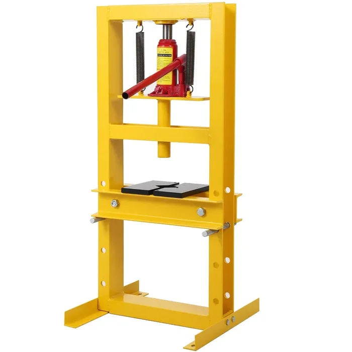 GarveeTech Hydraulic Press 6 Ton Hydraulic Shop Press, H-Frame Garage Floor Benchtop Press Adjustable Shop Press with Plates, Adjustable Working Table Height, for Gears and Bearings, Yellow