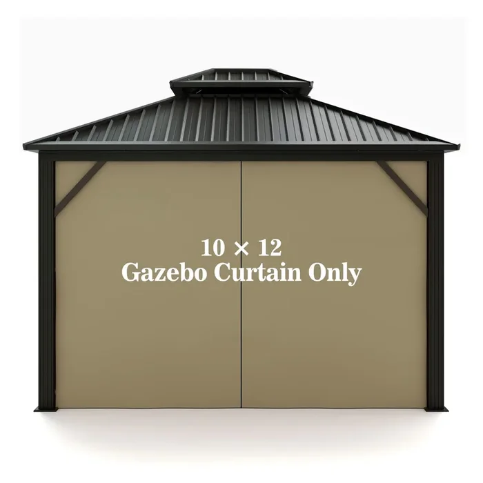 Gazebo Universal Replacement Privacy Curtain – Hugline 10′ x 12′ Gazebo Side Wall Outdoor Privacy Panel with Zipper (Khaki)