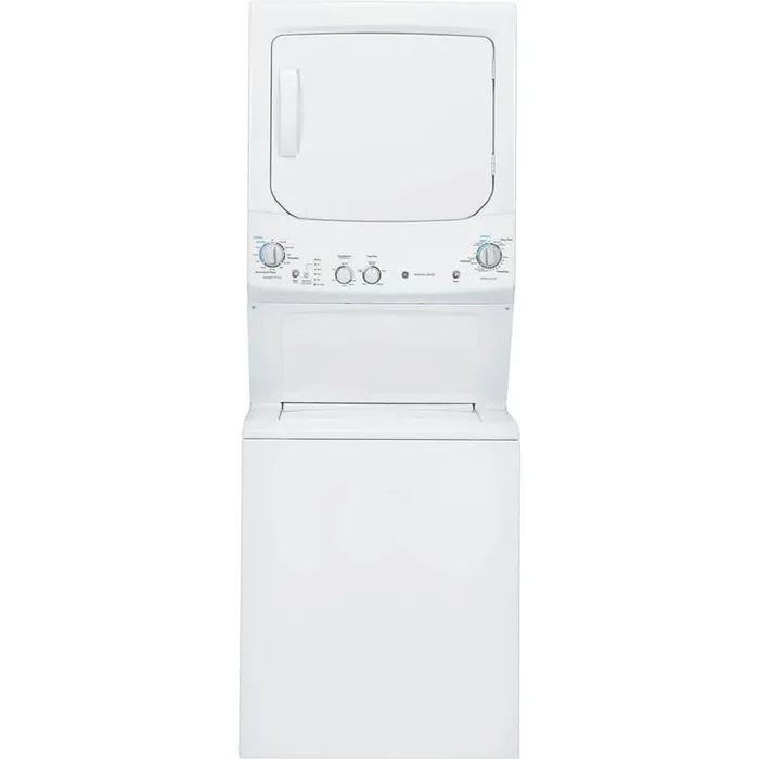GE GUD27ESSMWW Unitized Spacemaker 3.8 Washer with Stainless Steel Basket and 5.9 Cu. Ft. Capacity Electric Dryer, White