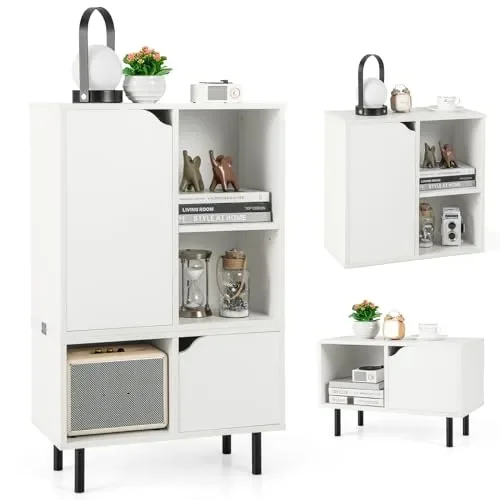 Giantex 5 Cube Stackable Storage Bookcase with Adjustable Shelves and Cabinets