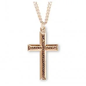 Gold Over Sterling Cross with Black Enamel