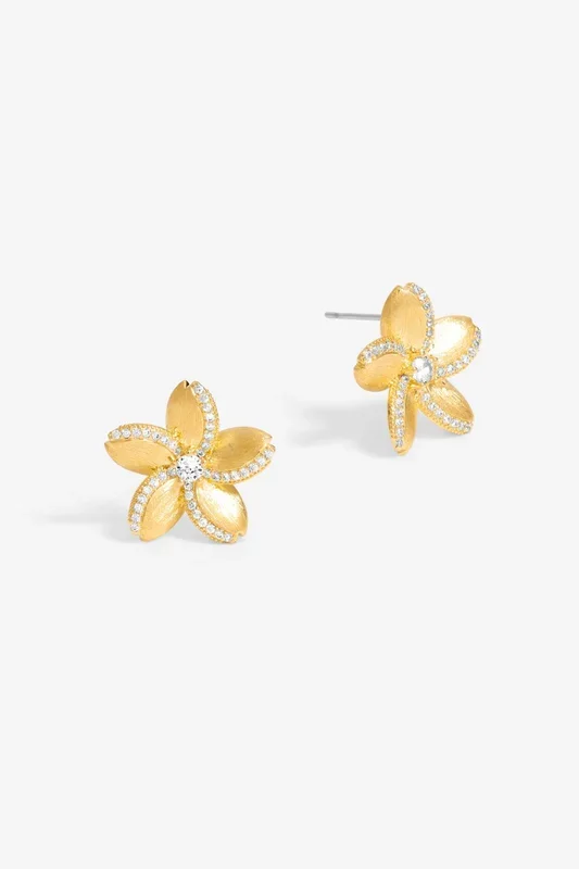 Gold Plated Satin Floral Earrings