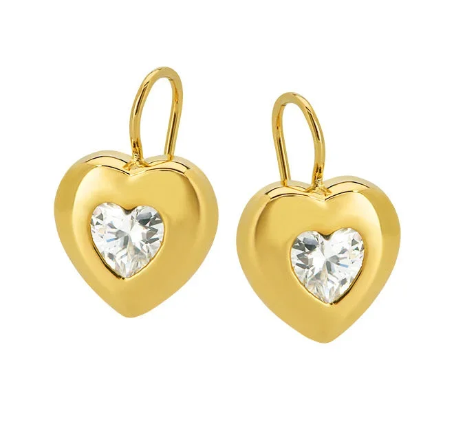 Goldbug Collection CZ Puffy Heart Earrings