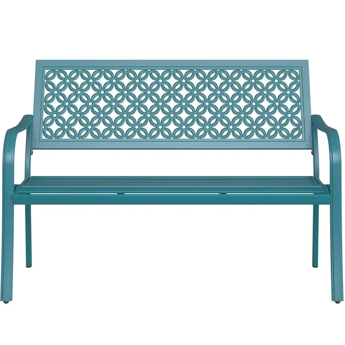 Grand patio 50″ Outdoor Bench, Garden Benches with Anti-Rust Metal Powder Coated Frame, Patio Bench for Front Porch Park Outside Furniture Decor, Lake Shore