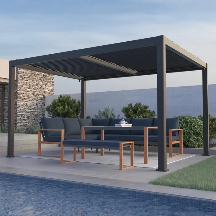 Grand Patio Outdoor 10×13 Aluminum Pergola with Adjustable Louvers and Integrated Drainage System – Outdoor Patio Canopy, Easy Assembly, Carbon