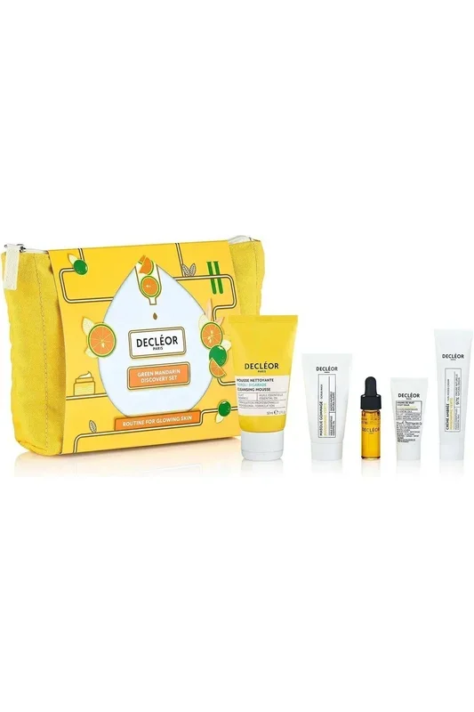 Green Mandarin Discovery Set Glowing Mousse, Scrub, Serum, Balm, Cream, Bag
