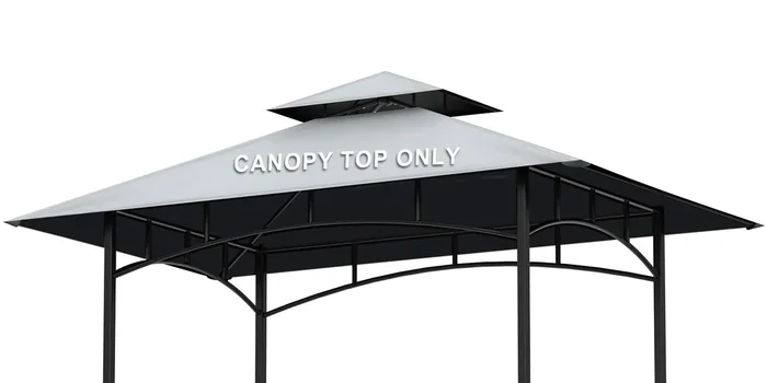 Grill Gazebo Replacement Canopy Top – AONEAR 5’x8′ Outdoor BBQ Tent Roof Cover Double Tiered Outdoor Grill Shelter Fit for Model L-GG001PST-F (Gray)