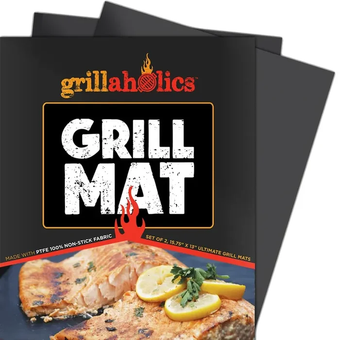 Grillaholics Heavy Duty Grill Mats – Set of 2 BBQ Mats Built to Last – Make Grilling Easier & Keep Grates Looking New – The Perfect Grilling Gift