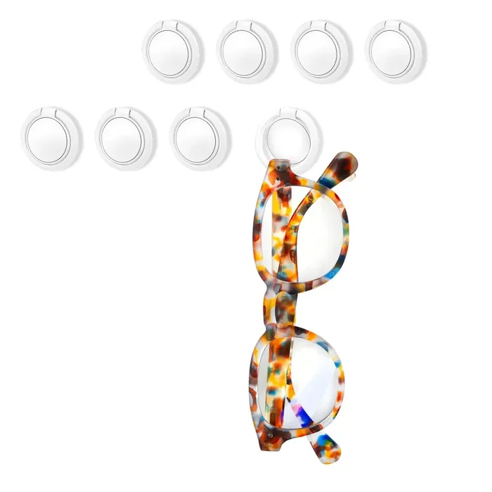 Hariendny 8 Pack Sunglasses Organizer Wall Mounted Sunglasses Holder Wall Hanging Glasses Organizer Eyeglass Holder (White)