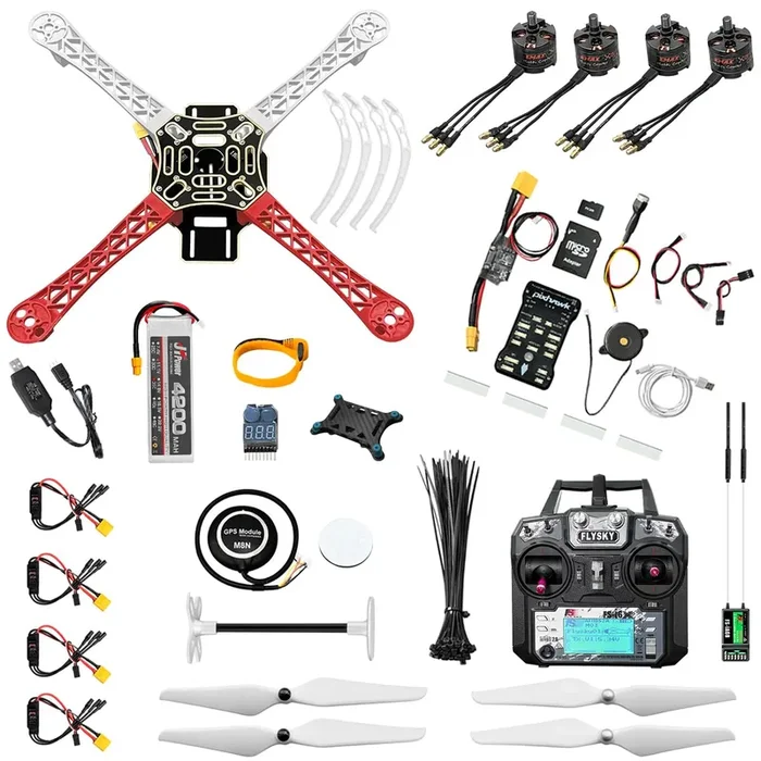 HAWK’S WORK F450 Drone Kit to build, DIY Quadcopter Set, Frame + Pixhawk + GPS + Power Module + ESC + Brushless Motor + Prop + Battery + RC Transmitter & Receiver + Accessory + Guild Book & Video (A)