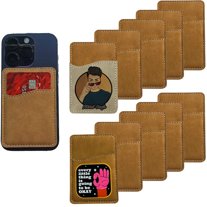 HeKimLee 10 Pack Blanks Phone Wallet Stick On for Sublimation, PU Leather Cell Phone Credit Card Holder, ID Case Pouch Sleeve with Self Adhesive Sticker for iPhone Samsung Pixel