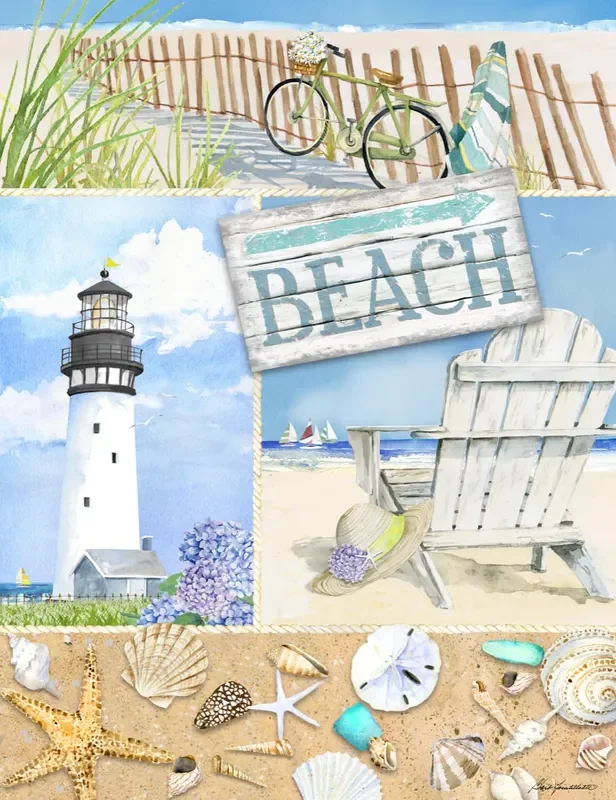 Heritage Puzzle Coastal Collage – 550 Piece Beach Jigsaw Puzzles for Adults Size 18″ x 24″ by Barb Tourtillotte – Coastal Puzzle Brain Teaser Suitable for Framing – Made in U.S.A.