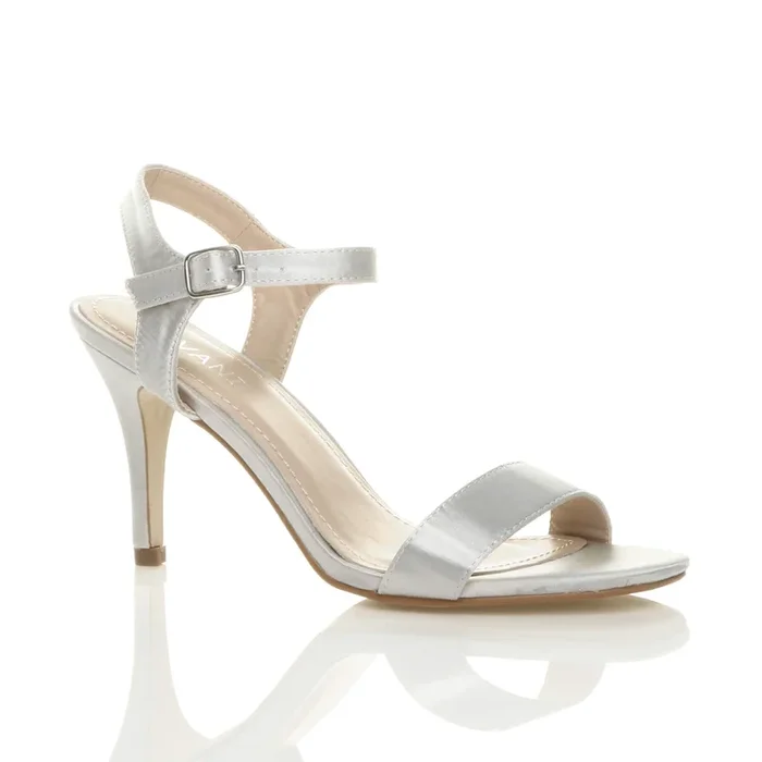High Heel Barely There Strappy Satin Heeled Sandals