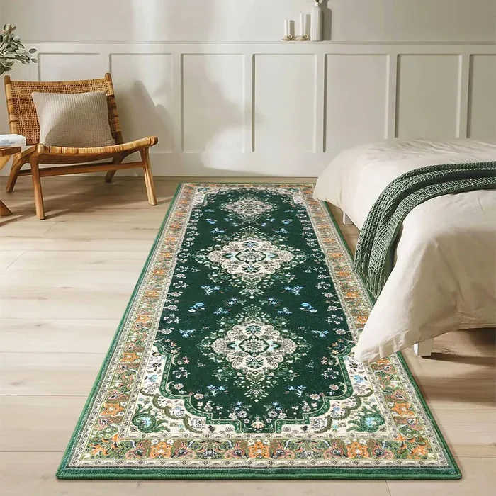 HOMORE Vintage Runner Rug-2×6 Runner Rug for Bedroom Non Slip Washable Hallway Runner Rugs for Kitchen Floor Carpet for Entryway Living Room Laundry Dorm Office, Green