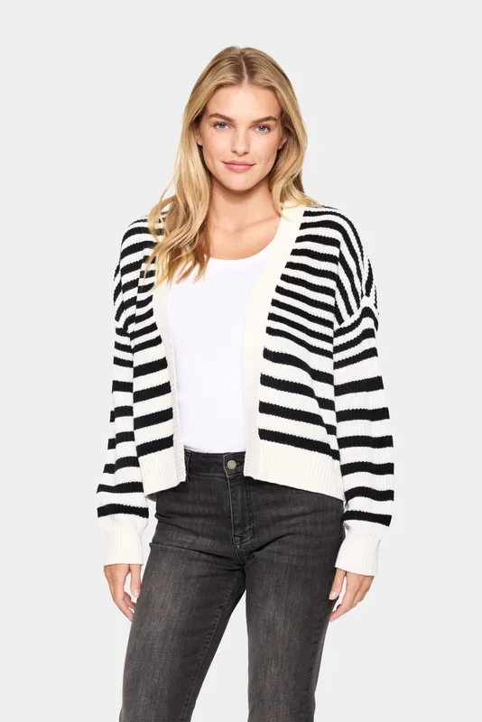 IbenmeiSZ Open Front Stripes Cardigan Striped