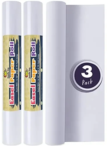 Incredible Value Bundle 3 Pack Easel Paper Roll Fits Most Standard Kids, 15-24 Inch-Wide Easels and Dispenser, for Crafting Activity and Painting,