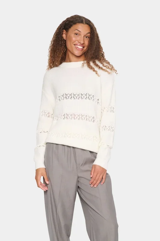 IngelaSZ Lace And Rib Knit Pullover