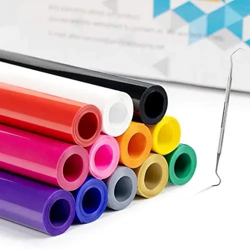 JANDJPACKAGING HTV Heat Transfer Vinyl Bundle – 12″ x 5ft HTV Vinyl Rolls for Cricut, Silhouette & Cameo 12Pack Assorted Colors Iron on Vinyl Bundle