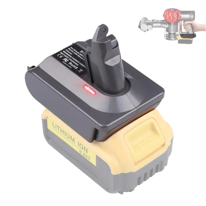 JJXNDO DW20V6 Adapter – Compatible with Dyson V6 Series Vacuum Cleaners and for DeWalt 20V Lithium Battery