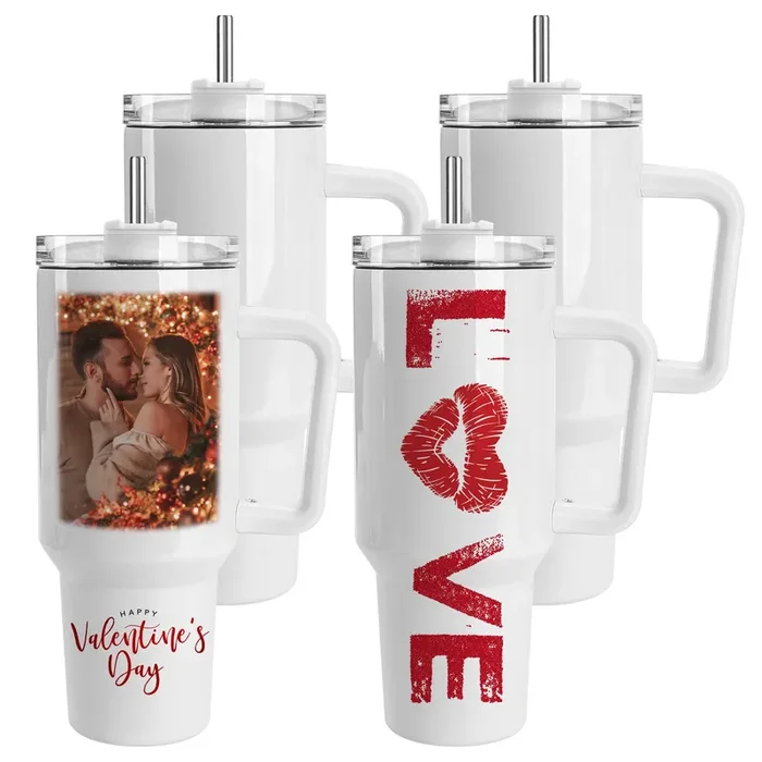 Joyclub 4 Pack 40 OZ Sublimation Tumblers with Handle Blank Insulated Large Tumbler Bulk, Coffee Travel Cups Stainless Steel Travel Mug for Diy Craft Heat Press Print