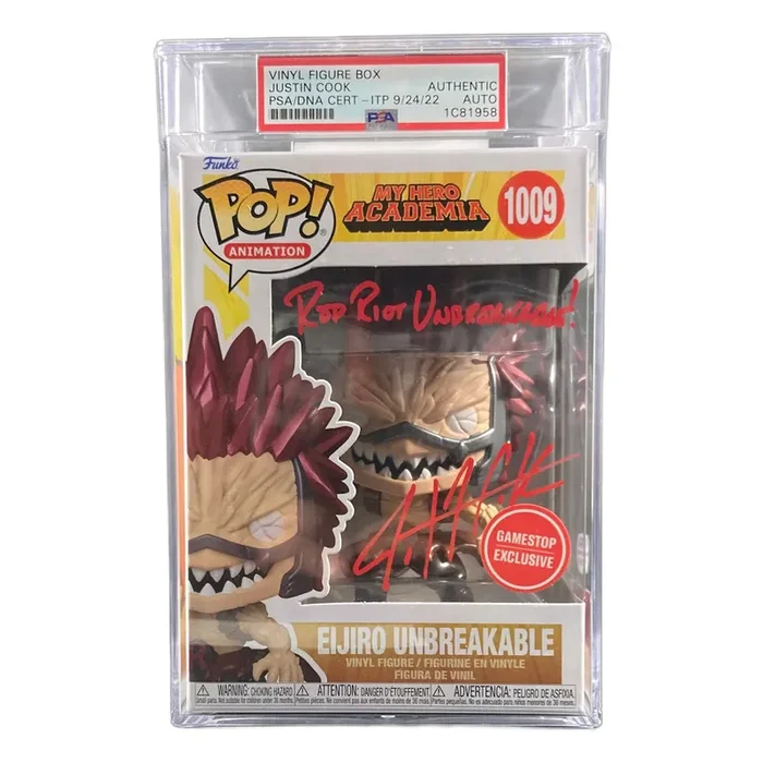 Justin Cook Signed Funko POP My Hero Academia Eijiro Unbreakable Autographed PSA